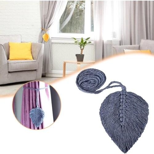 1PCS Curtain Tiebacks Handmade Holdbacks Leaf Shaped Curtain Tieback Buckle Macrame Curtain Holder Decorative Rope Clip For Home