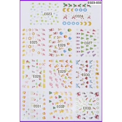 11 PACKS / LOT 3D SIMULATION XMAS CHRISTMAS SANTA CLAUSE SELF-ADHESIVE NAIL TATTOOS STICKER E023-033