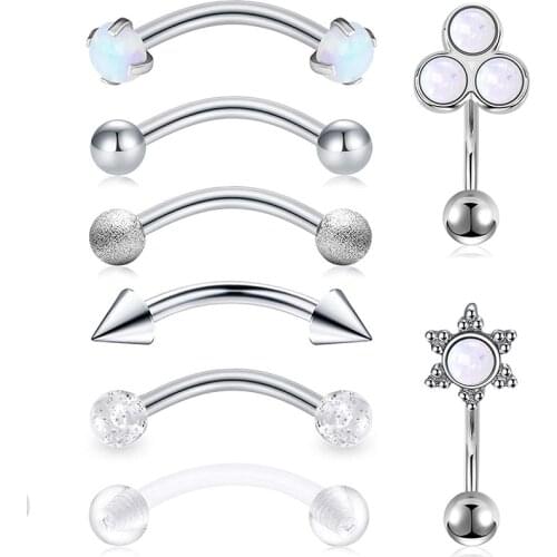 16 G White Mouth Earrings Piercing Man Wearing Comfortable Eyebrow Ring Piercing Curved Barbell Anti Tragedy Spiral Piercing