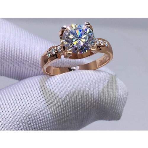 18K Rose Gold Engagement Ring Round Brilliant Excellent Cut Luxury Anniversary moissanite Jewelry