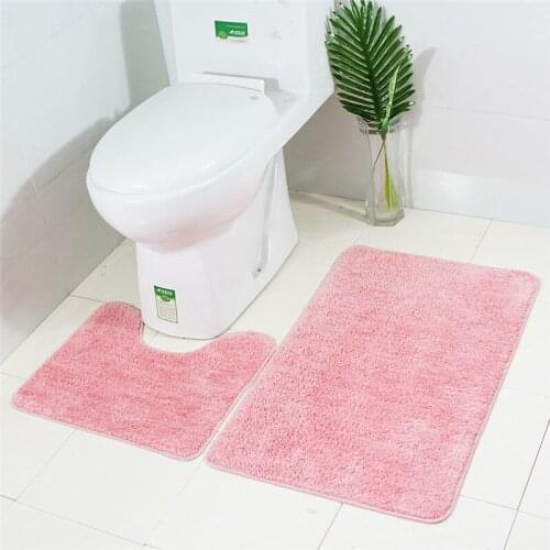 2Pcs Bathroom Mat Set Water-absorbing Non-slip Bathroom Rugs Toilet Bath Mats Toilet Decoration Door Floor Kitchen Super Fiber