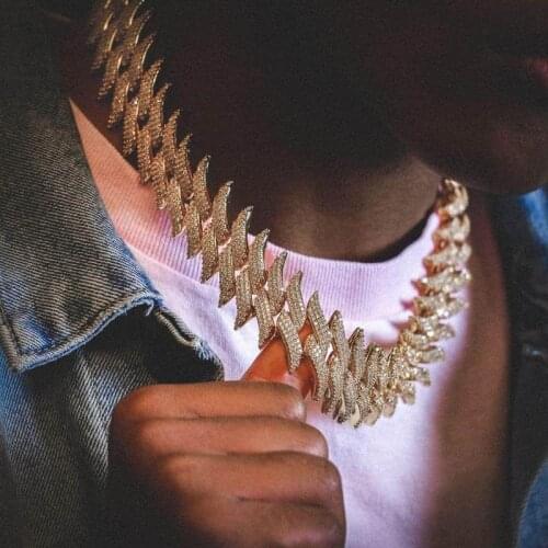 30mm Width Miami Prong Cuban Chain Link Gold Color Necklaces 3 Row Full Iced Out Hip Hop Necklaces for Mens Party Chains