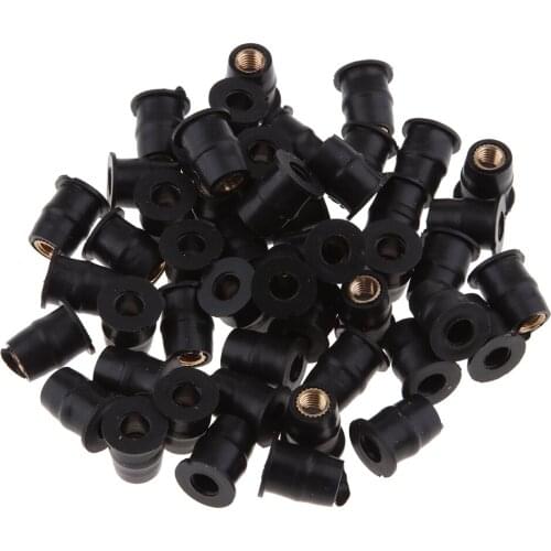 50pcs Wellnuts Metric M5 Windscreen/Fairing Rubber Well Nuts Universal For Motorcycle Snowmobile