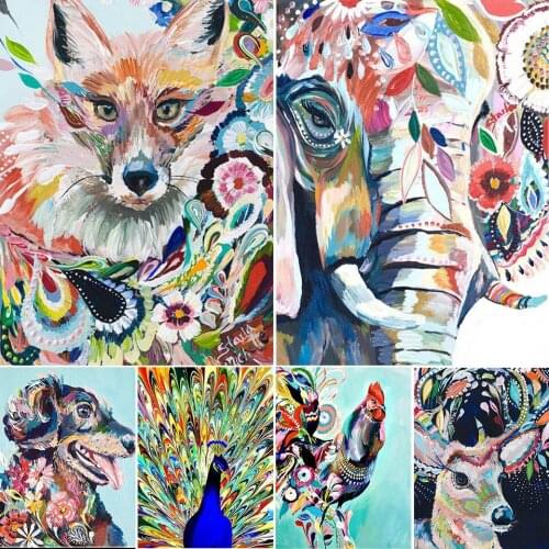 5D DIY Diamond Painting Colorful Animal Cross Stitch Kit Full Drill Square Embroidery Mosaic Picture of Rhinestones Home Decor