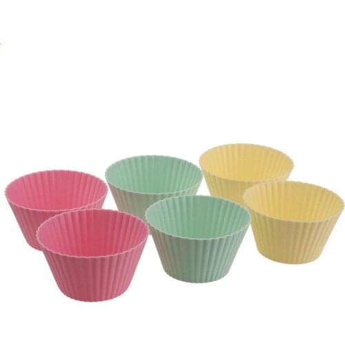 6Pcs Large Size 9cm Silicone Mold Red Soft Round Silicone Cake Muffin Chocolate Tart Baking Mold Cupcake Liner Baking Cup Mold