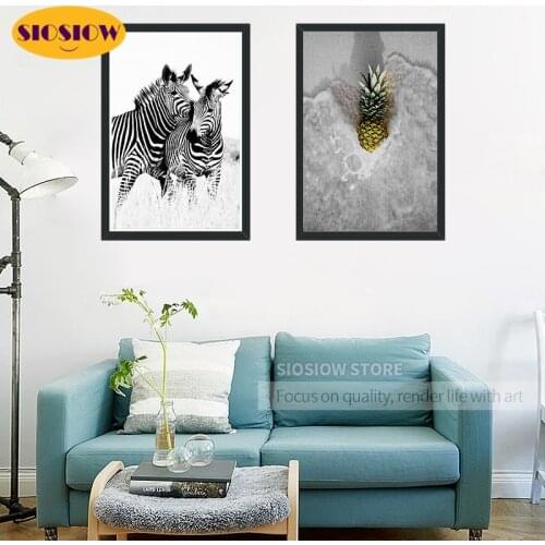 Black And Whitenew 5d Diy Diamond Painting Zebra Animals Pineapple Full Drill Square Diamand Mosaic Embroidery Decor For Home