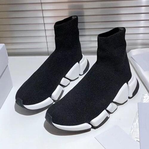Paris Socks Boots Men and Women Fashion Sneakers Short Tube Flat-bottom Lazy Shoes 2020 Autumn Black Shoes for Men