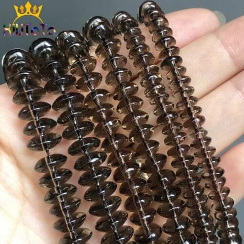 Natural Stone Beads Round Smoky Glass Crystal Rondelle Loose Spacer Beads For Jewelry Making DIY Bracelet 15inches 6/8/10mm