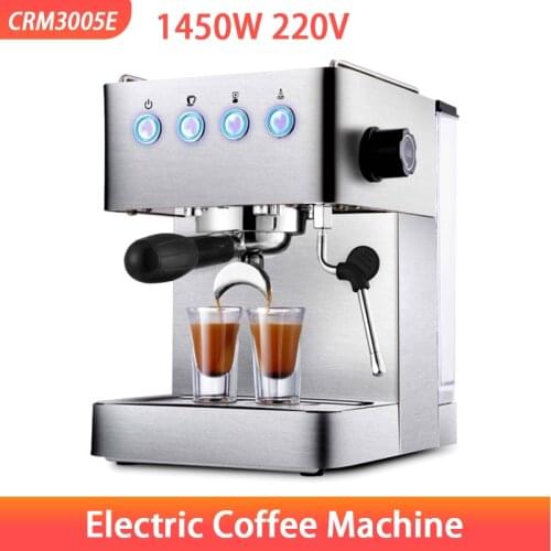 Home Coffee Machine Stainless Steel Body Full Semi-automatic Espresso Beans High Pressure Steam Milk Frother Machine 220V 1.7L