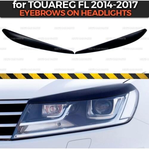 Eyebrows on headlights case for Volkswagen Touareg 2014-2017 ABS plastic cilia eyelash molding decoration car styling tuning