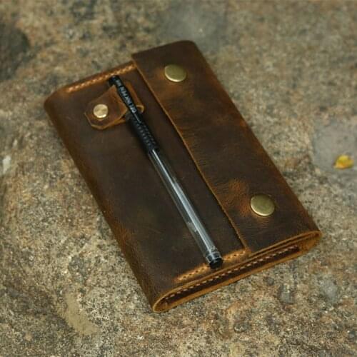 Distressed leather cover portfolio for MOLESKINE classic notebook Pocket size Gift Wrap / leather Cahier Volant Journal cover