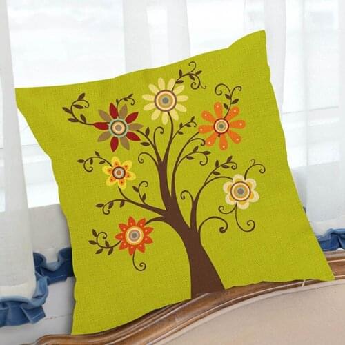 Yellow Green Nordic Small fresh Life Tree Decorative Sofa Throw Pillows Pillowcase Cotton Linen Simple Home Decor Chair Cushion