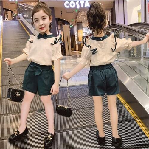 Kids Tracksuit For Girls Clothing Set 2020 Summer Girls Clothes Casual Short Sleeve and Short Outfit Teens Children Clothing