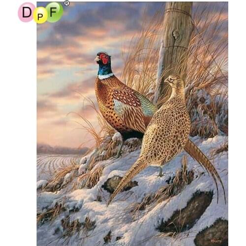 DPF Pheasant on the snow 5D square crafts diamond embroidery needlework diamond painting cross stitch home decor diamond mosaic