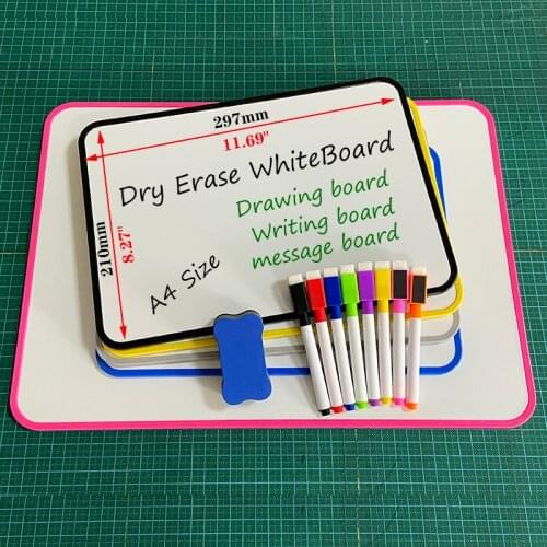 A4 Size Mini Whiteboard Double-sided Writing Kid Dry Erase Board Calendar School Home Practice Drawing Message Bulletin Board