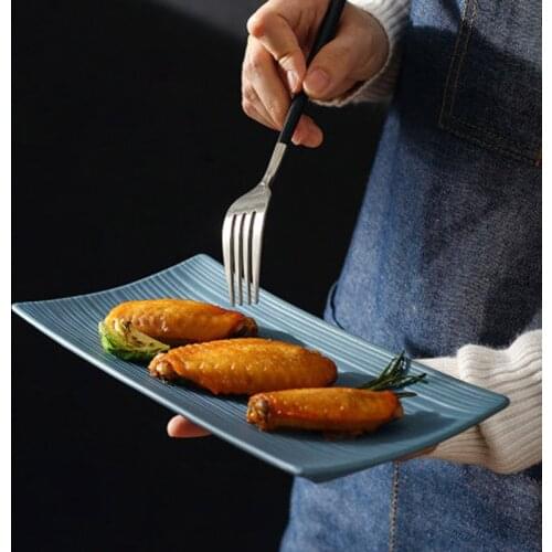 FANCITY Ceramic Japanese Long Sushi Plate Dim Sum Plate Chicken Wings Fried Goods Plate Dumplings Set Plate Home Restaurant