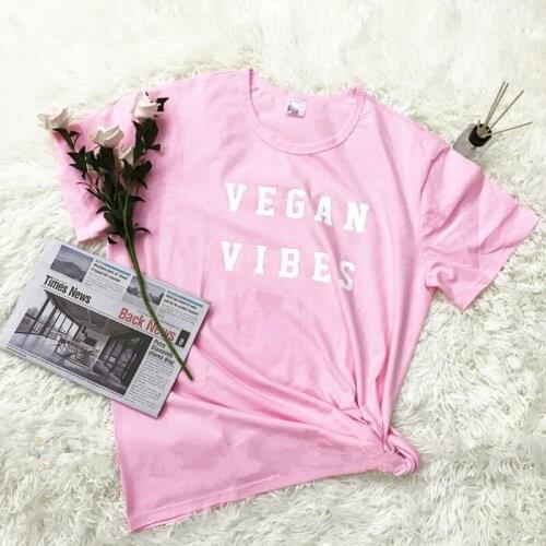 VEGAN VIBES Fashion Tees Summer woman Top Tshirt Short Sleeve Women Shirts Female Casual T-shirt