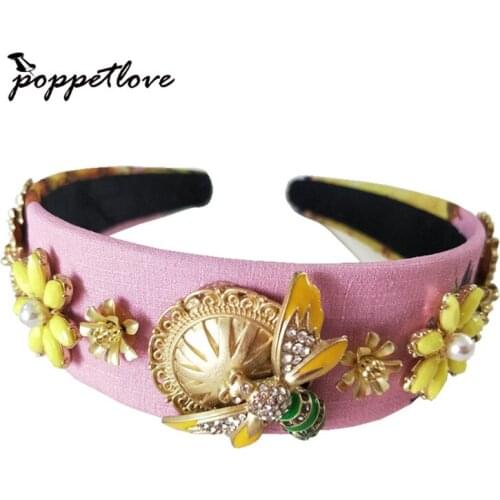 Vintage Headband bee Baroque Crystal Crown 2017 Gold Color Im Crowns Hairband Wedding Hair Jewelry Bridal Accessoriy