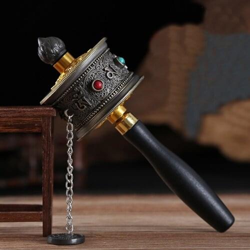 Hand Prayer Wheel Mantra Hand Turning Tibet Cylinder Mute Adder Tantric Buddhist Supply