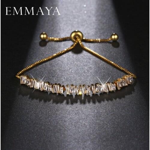 EMMAYA Fashion New Gold Color Chain Link Bracelets & Bangles For Women AAA Cubic Zirconia Crystal Wedding Jewelry Brithday Gifts