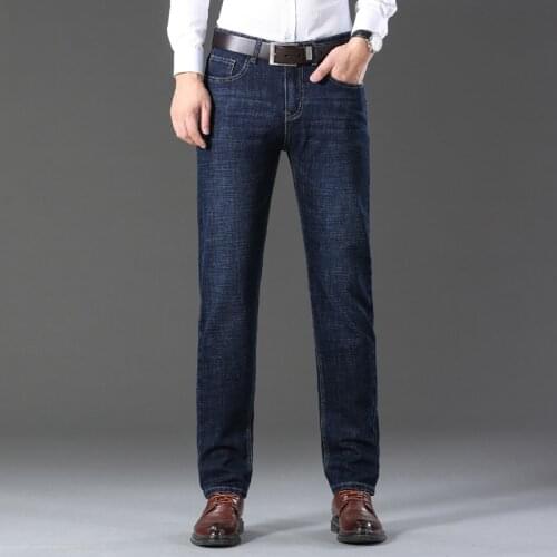 Male Brand Pants Fashion Mens Stretch Straight Jeans Business Casual Classic Loose Denim Trousers 2021 Spring And Autumn New