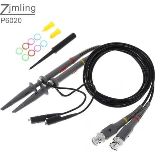 ZJMLING 2pcs P6020 Oscilloscope Probe Kit 20MHz / 200-600V Scope Clip Test Probe Cable 1X / 10X Switchable