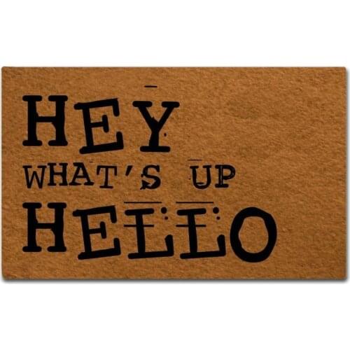 Doormat Entrance Floor Mat - Funny Doormat - Hey Whats Up Hello Designed Indoor Outdoor Door Mat Non-woven Fabric TopInch
