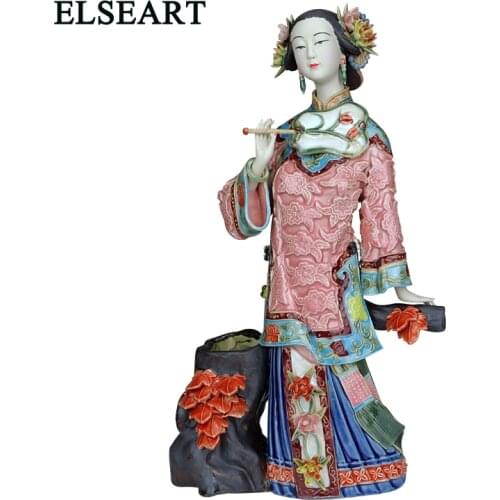 Folk Art ceramic traditional Chinese figurine Collection home decor crafts handicraft porcelain lady figurines