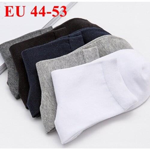 Plus Big Size 48,49,50,51,52,53 Mens Dress Socks 44, 45, 46, 47 Business Crew Socks 6 Pairs Solid Cotton Men Winter Socks