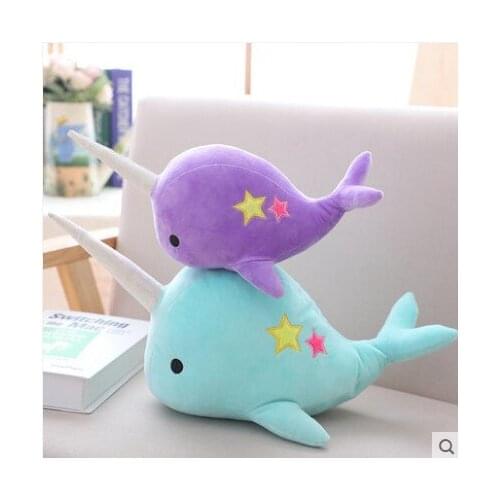 2019 New arrival 25CM/35cm Narwhal whale binary star doll plush Toy Stuffed Animal Doll Cute Animal toy For Girl Kid gift