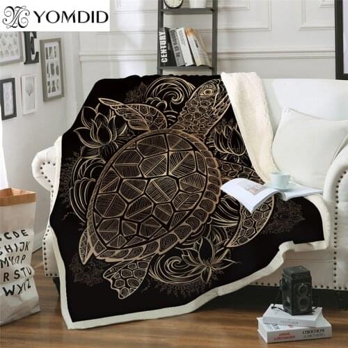 Money Turtle Print Blanket Thickened double-layer Blankets Animal Pattern Thick Tapestry Coral Velvet Fabric Quilt Cover Blanket
