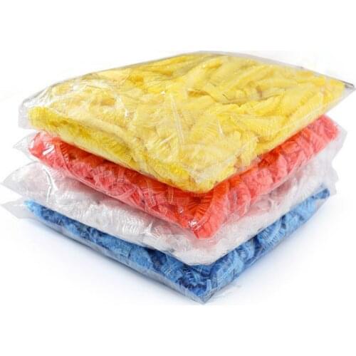 100pcs Clean Disposable Cap For Spa Salon Bathroom Plastic Pleated Mob Cap Anti Dust Mushroom Shower Caps Medical Hair Cap