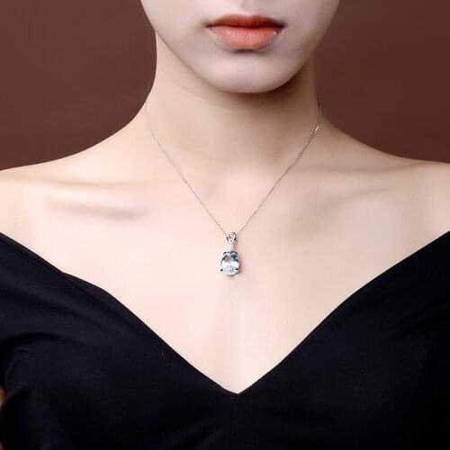 Ofertas Fashion Hot Sale Crystal Sea Blue Crystal Clavicle Necklace for Women Chain Necklaces Jewelry Accessories