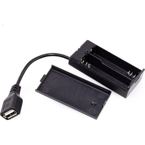 DC3V Portable 2 x AA Batteries Holder Case USB Power Supply Battery Storage Box Cover For Christmas LED Strip Lights