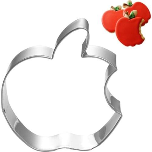 Christmas Apple Cookie Cutter Stainless Steel Cut Fruit Candy Biscuit Mold Cooking Tools Metal Cutters Mould Cake Cookie Stamp