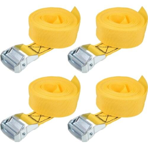 Uxcell 4M x 38mm Lashing Strap Cargo Tie Down Straps w Cam Lock Buckle 500Kg Work Load, Yellow, 4Pcs