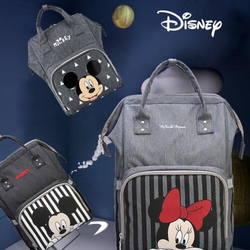 Disney Travel Diaper Bag Bolsa Maternidade Waterproof Stroller Bag USB Baby Bottle Warmer Mummy Backpack Nappy Bag Mickey Mouse
