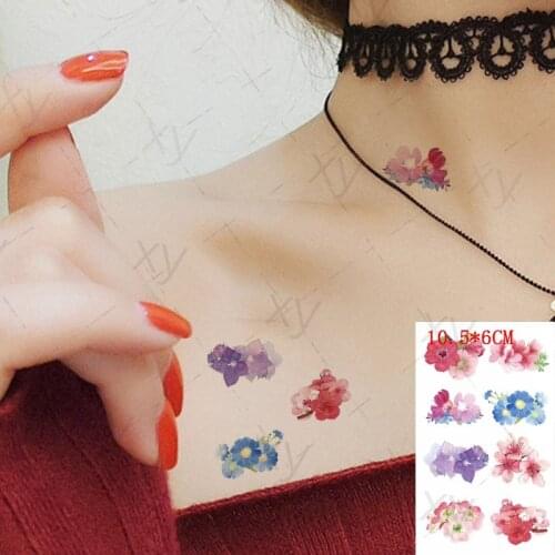 Waterproof Temporary Tattoo Sticker Sexy Color Flower Leaf Small Size Cool Ins Body Art Flash Tatoo Fake Tatto for Woman Men