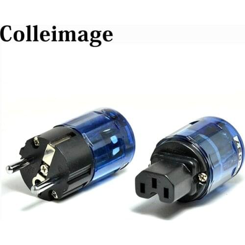 Colleimage Hifi High audio Rhodium Plated Schuko EU Power plug P-037e IEC connector C-037 adapter for DIY Power Cables
