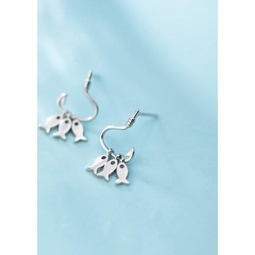MloveAcc Authentic 925 Sterling Silver Fish Hook Drop Earrings Lovely Girls Charming Earrings for Women