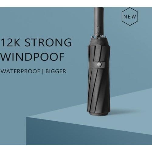 12K Strong Windproof Umbrella Simple Automatic 116cm Large Men Umbrellas Rain Women Folding Black Big Golf Umbrella Paraguas