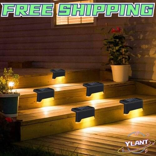 1/4/8/16pcs LED Solar Lamp Path Stair Outdoor Waterproof Wall Light Garden Landscape Step Deck Lights Balcony Fence Solar Lights