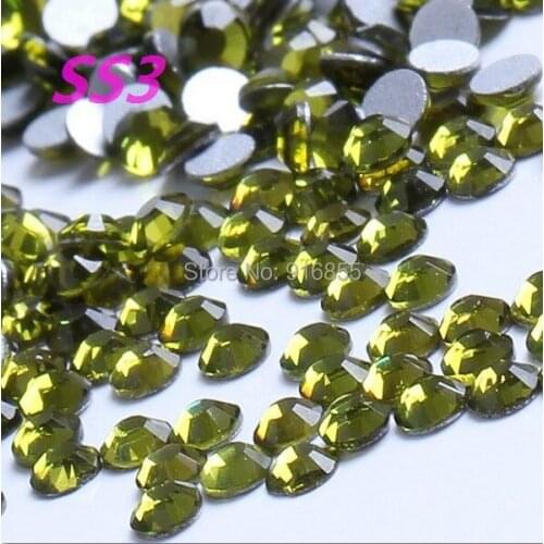1440pcs/pack SS3(1.3-1.5mm) Olivine Rhinestones for Nail Art,Flat Back Non Hotfix Glue on Nail Art Rhinestones Free shipping