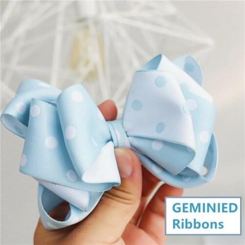 20 Yards Polyester Ribbon Roll With Black White Blacke Blue Dots For Diy Hair Bow Bowknot Of Girls 38mm