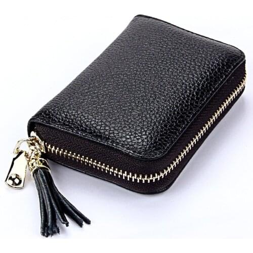 2019 explosion high quality car key holder 100% cowhide leather unisex wallets multicard position purse tassel women card holder
