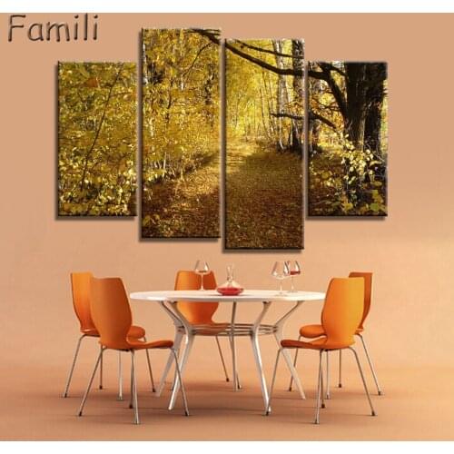 4Panels Canvas Prints Autumn Picture canvas painting poster home decor fashion wall art for living room,wall painting