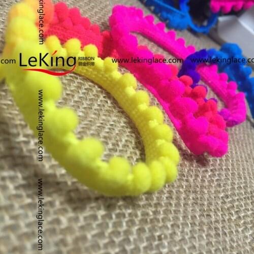 50Yards Section Stained Colorful Pom Pom Lace Trim Plush White Mini Ball Fringe Ribbon DIY Handmade Sewing Braided Accessories