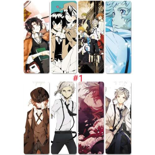 8pcs/set Anime Bungo Stray Dogs PVC Bookmarks Cards Digital Printing