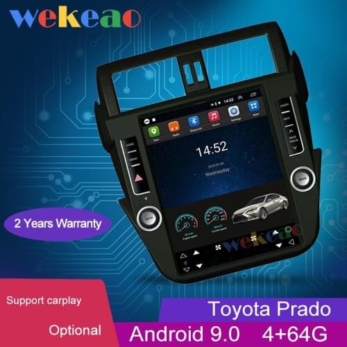 Wekeao Vertical Screen Tesla Style 12.1'' 1 Din Android 9.0 Car Radio GPS Navigation For Toyota Prado Car DVD Player 2014-2017