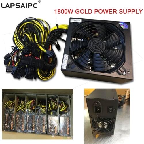 Lapsaipc POWER 1800W Mining power supply for R9 380 RX 470 RX480 6 GPU CARDS SATA IDE For 6 GPU ETH BTC Ethereum max power 1800W